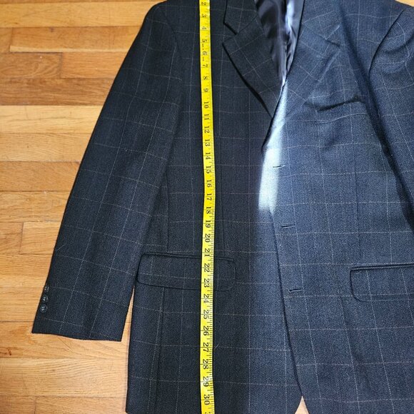 Mens Enrico Gelini Plaid Wool Blazer Jacket 3-Button Front Charcoal Gray Size 42 - Picture 11 of 14